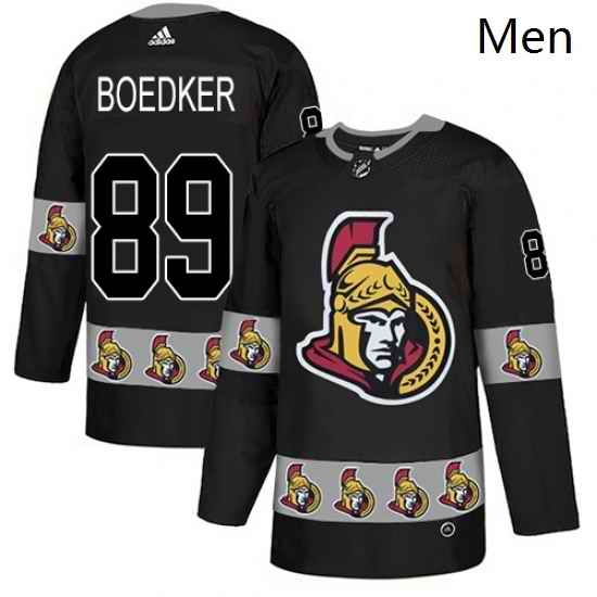Mens Adidas Ottawa Senators 89 Mikkel Boedker Authentic Black Team Logo Fashion NHL Jersey